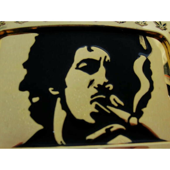 Bob Marley Enameled OSFA Reggae With Rhinestones Accent Gold Tone Belt Buckle - Picture 2 of 12